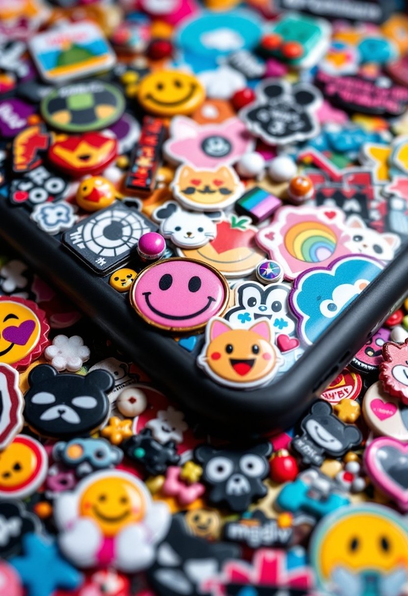 20 Diy Phone Case Ideas 16 Colorful sticker covered case