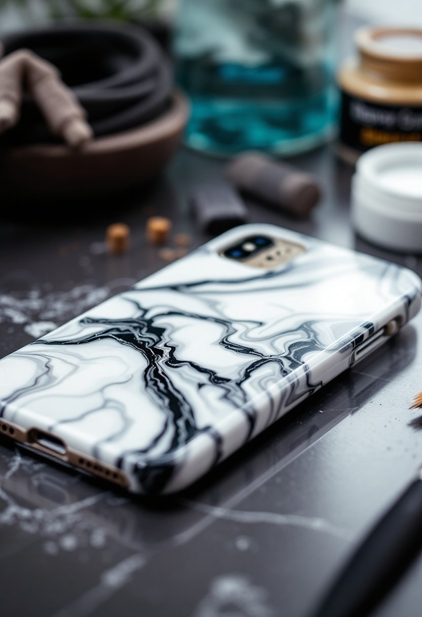 20 Diy Phone Case Ideas 6 Create marble effect case