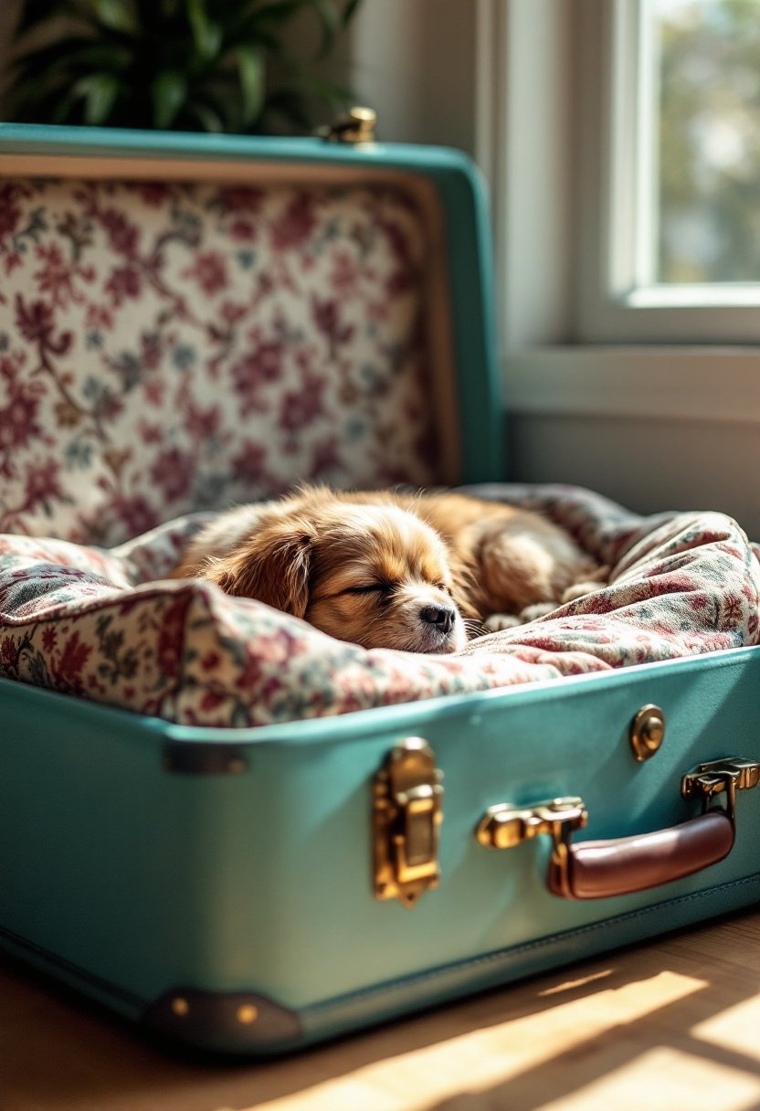 25 Diy Dog Bed Ideas 2 Repurposed luggage pet bed