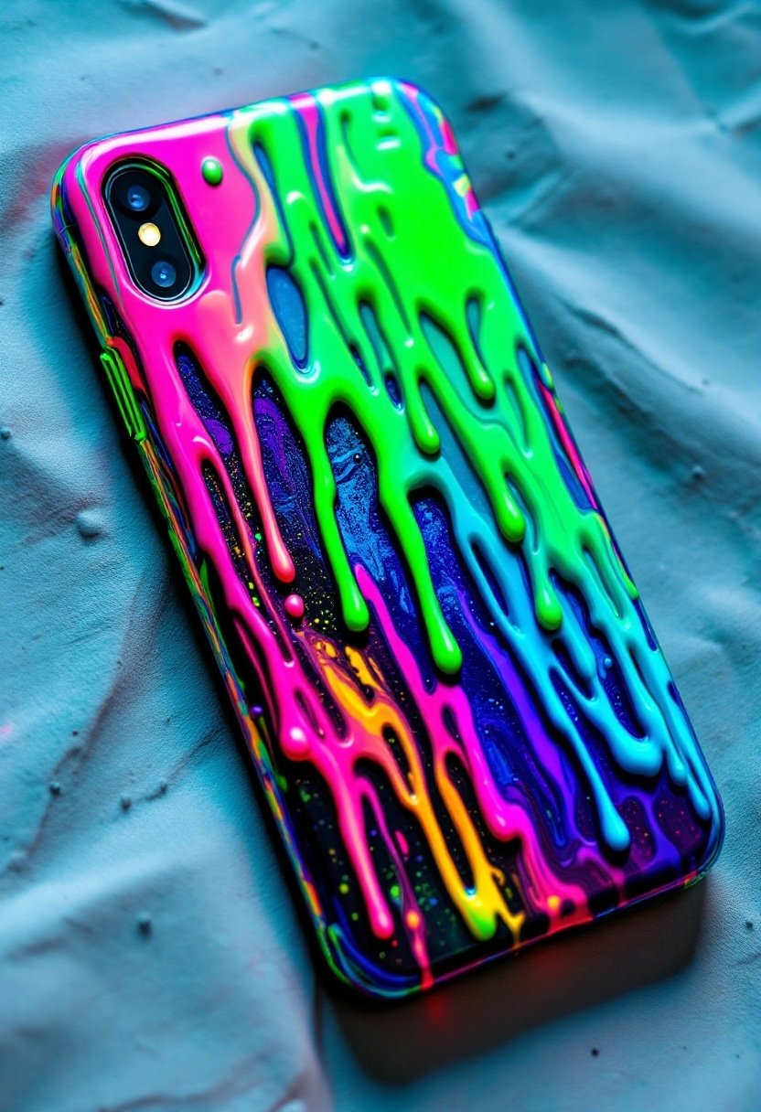 20 Diy Phone Case Ideas 15 Vibrant neon paint case