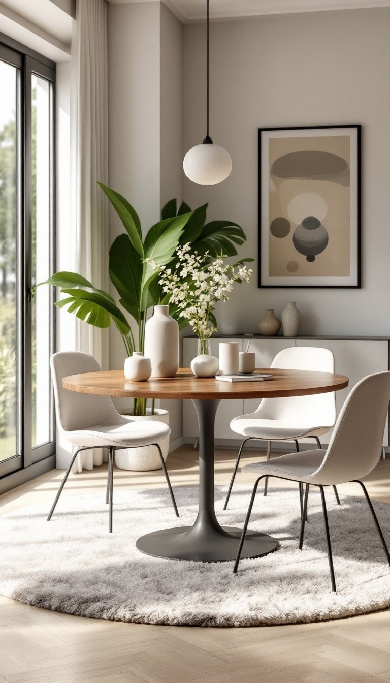 15 Small Living Room/Dining Room Combo Ideas 7 Choose circular dining table