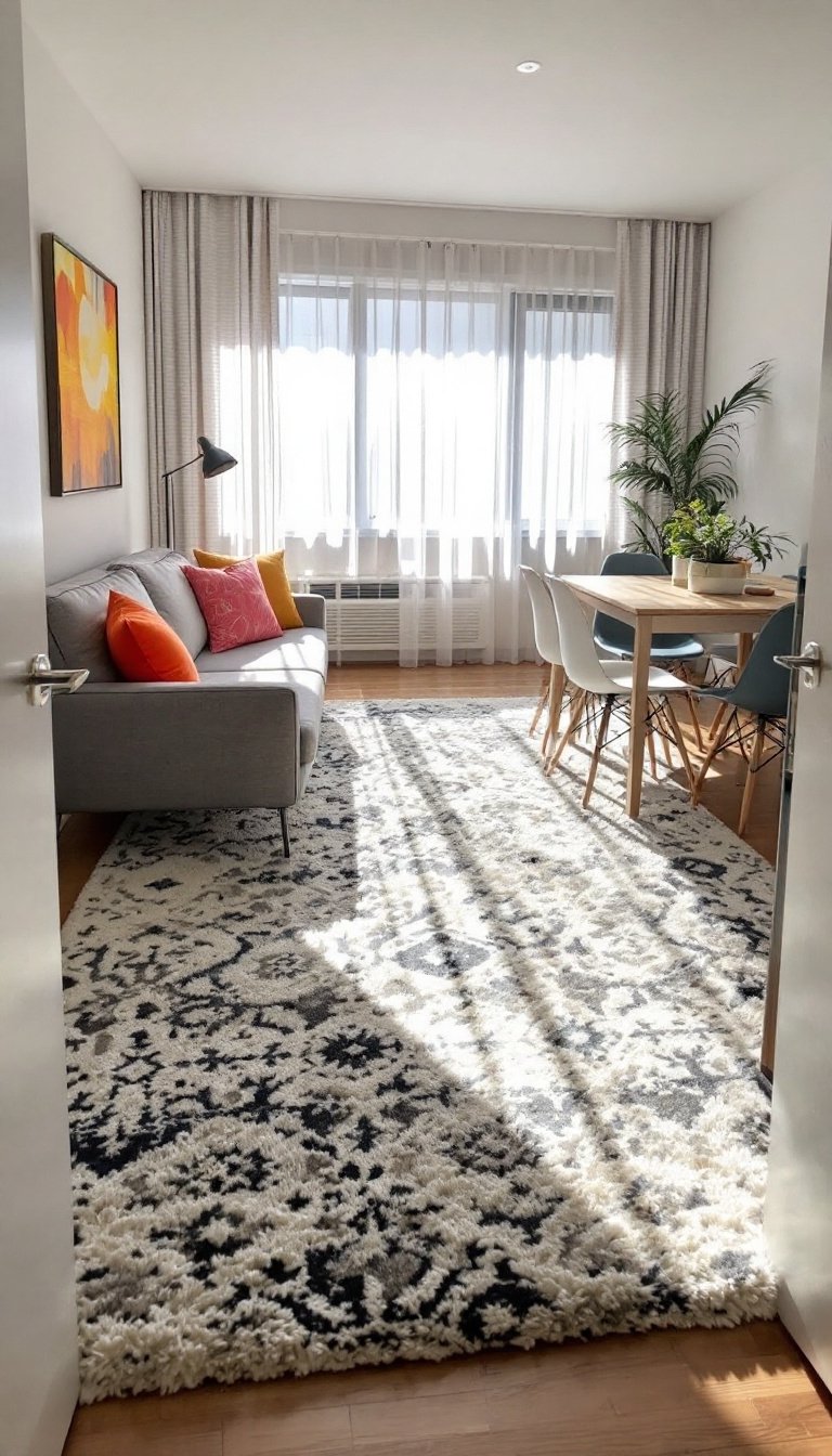15 Small Living Room/Dining Room Combo Ideas 4 Define spaces with rugs