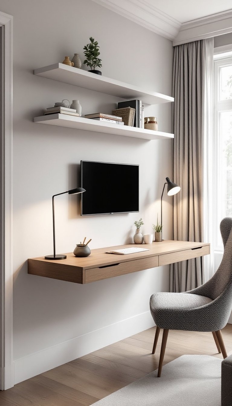 15 Small Living Room/Dining Room Combo Ideas 13 Flexible workspace with desk