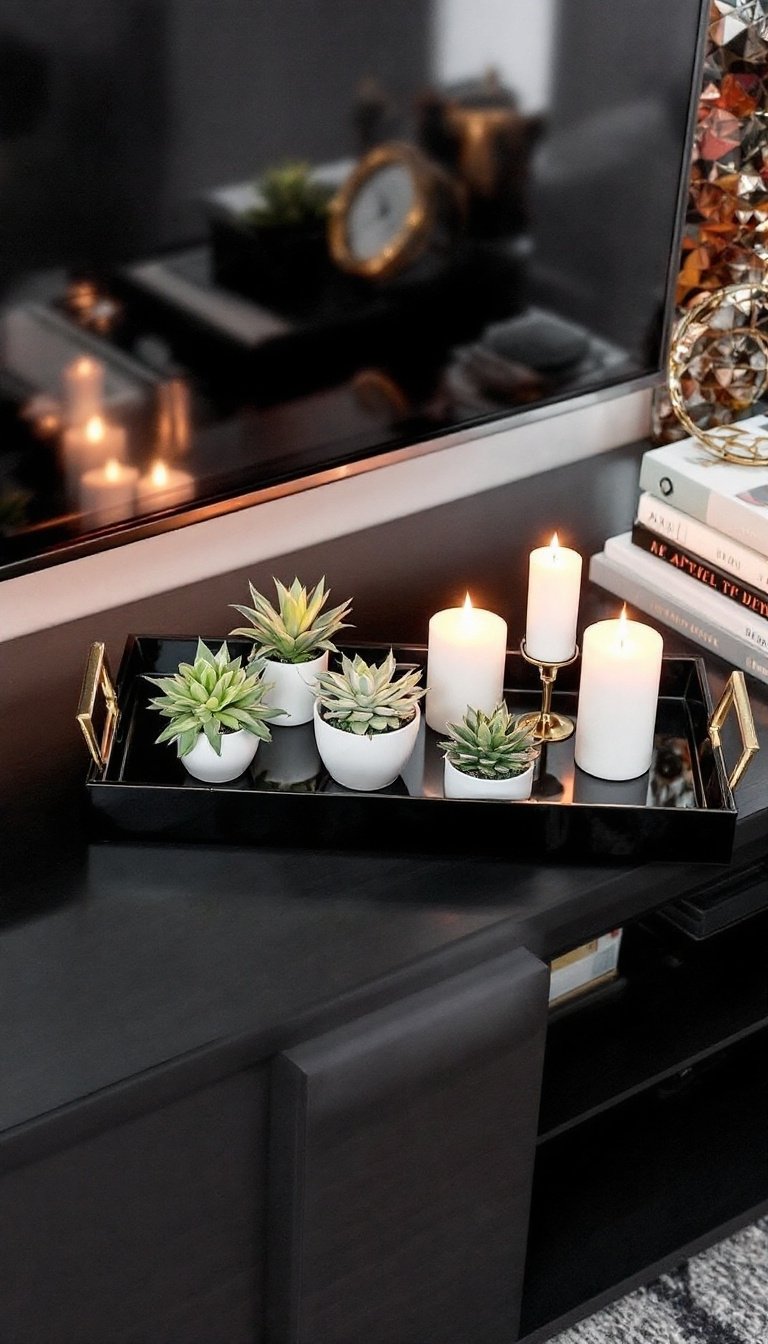 21 Tv Stand Decor Ideas 5 Stylish organization with trays