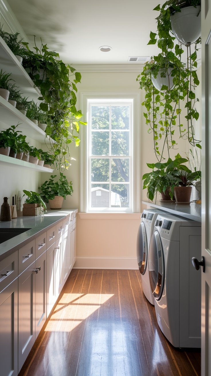 21 Inspiring Small Laundry Room Ideas 20 Add plants for freshness