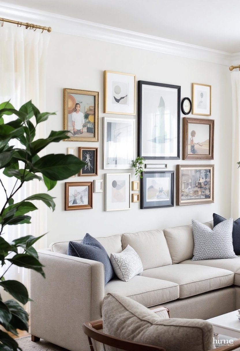 20 Stunning Living Room Wall Decor Ideas 3 Balanced mixed frame gallery
