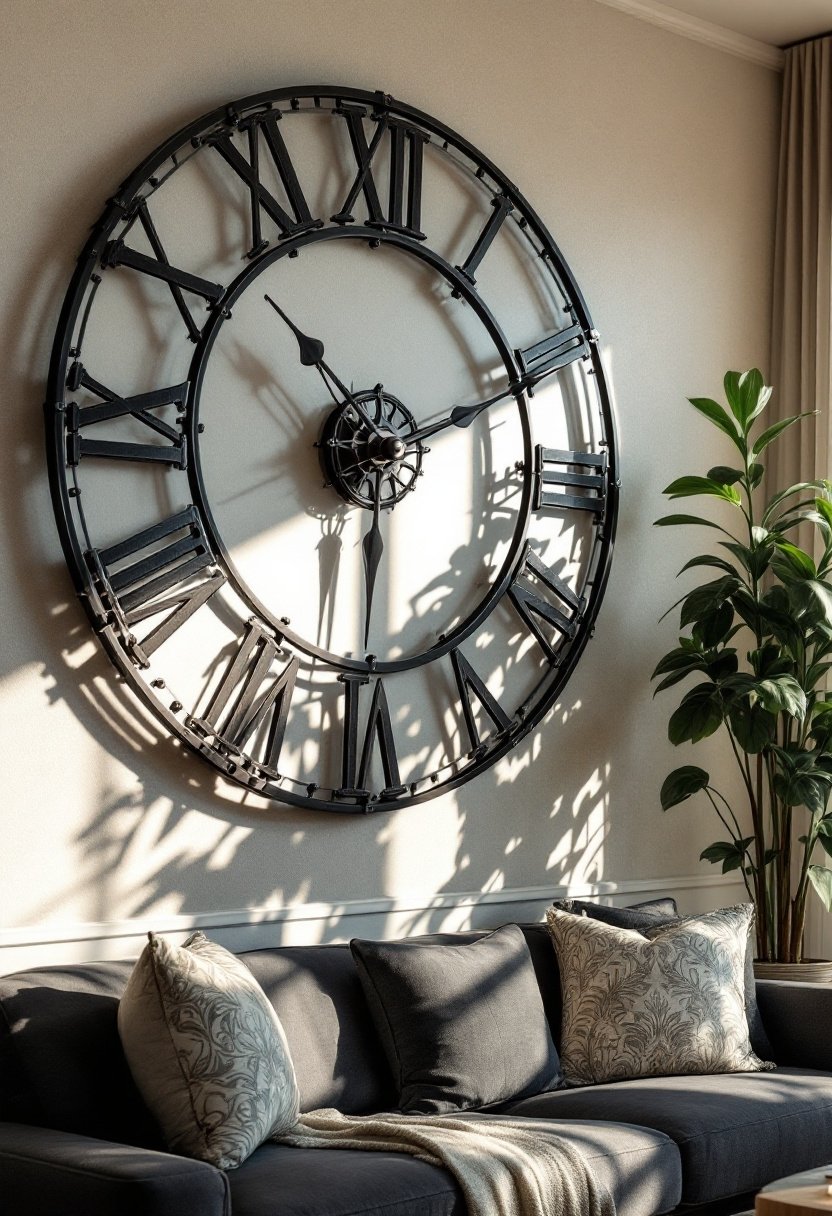 20 Stunning Living Room Wall Decor Ideas 15 Bold clocks enhance home decor