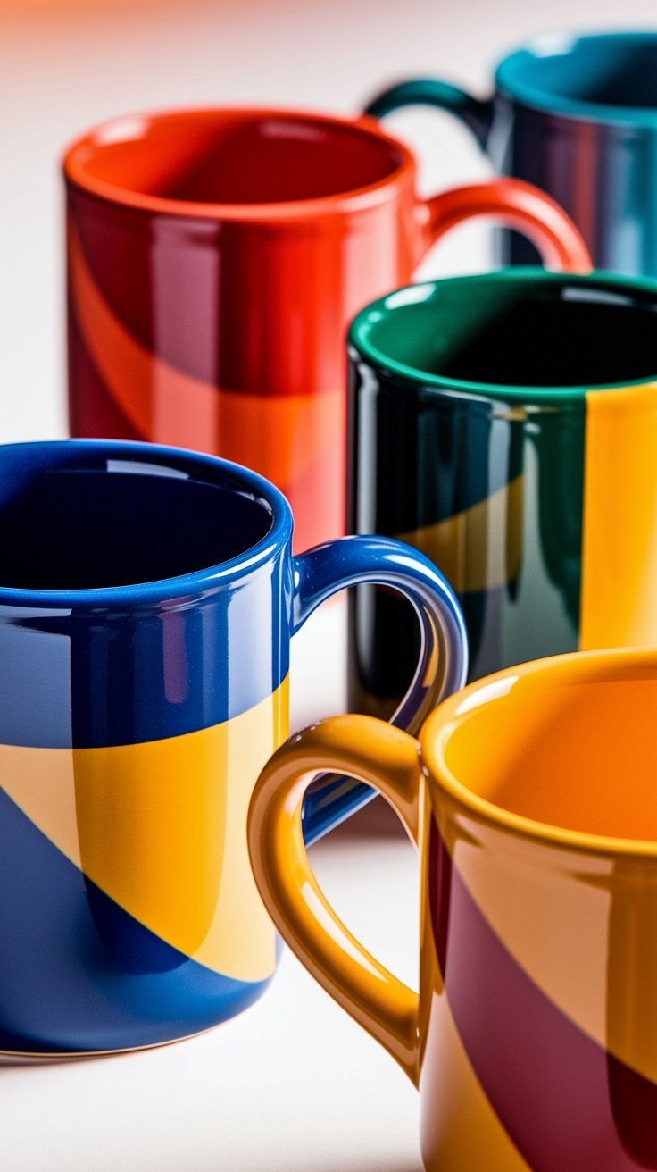 20 Beautiful Mug Painting Ideas 20 Bold contrasting color mugs