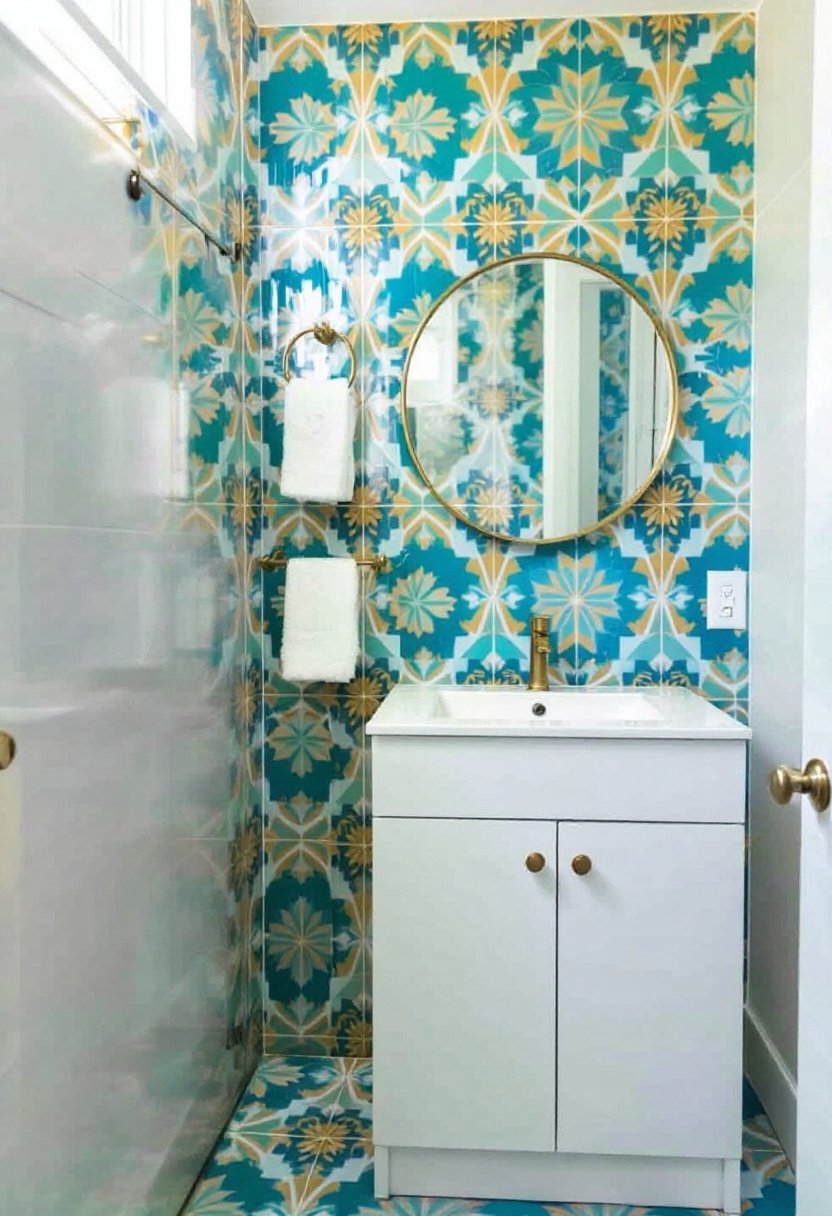 20 Tiny Bathroom Ideas That Wow 13 Bold tiles enhance bathrooms