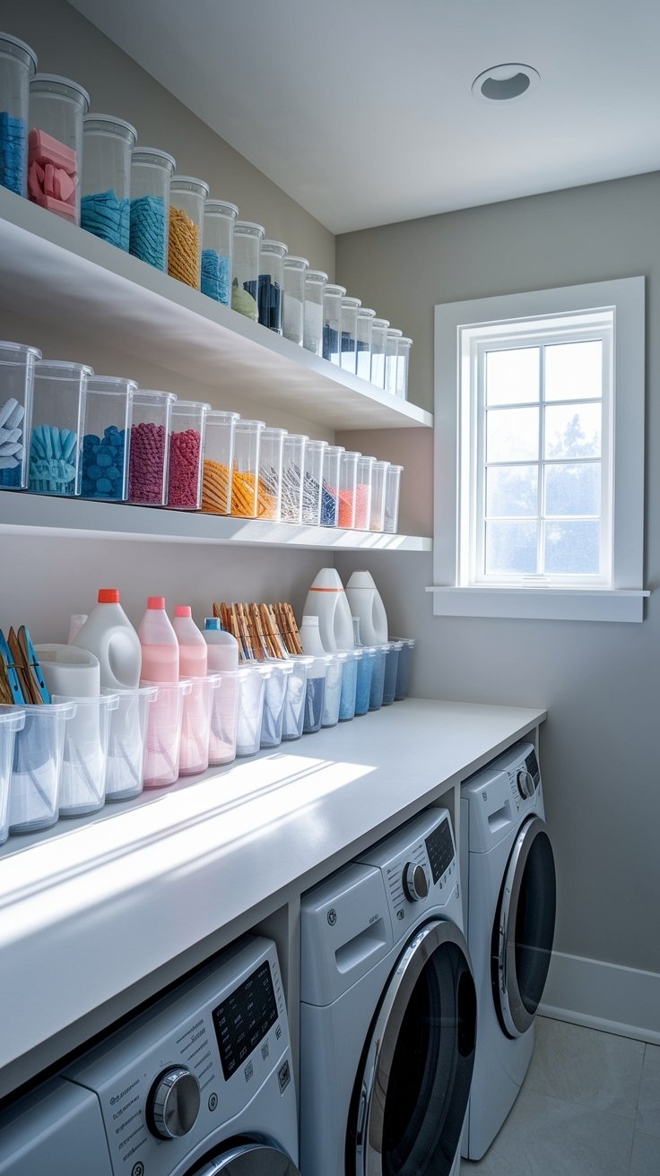 21 Inspiring Small Laundry Room Ideas 15 Clear containers for organization