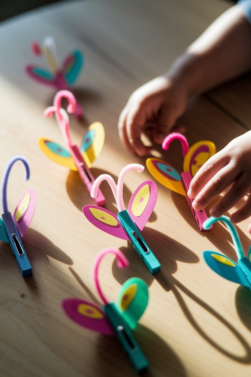 10 Butterfly Crafts For Kids That Spark Creativity 6 Clothespin butterfly fridge magnet