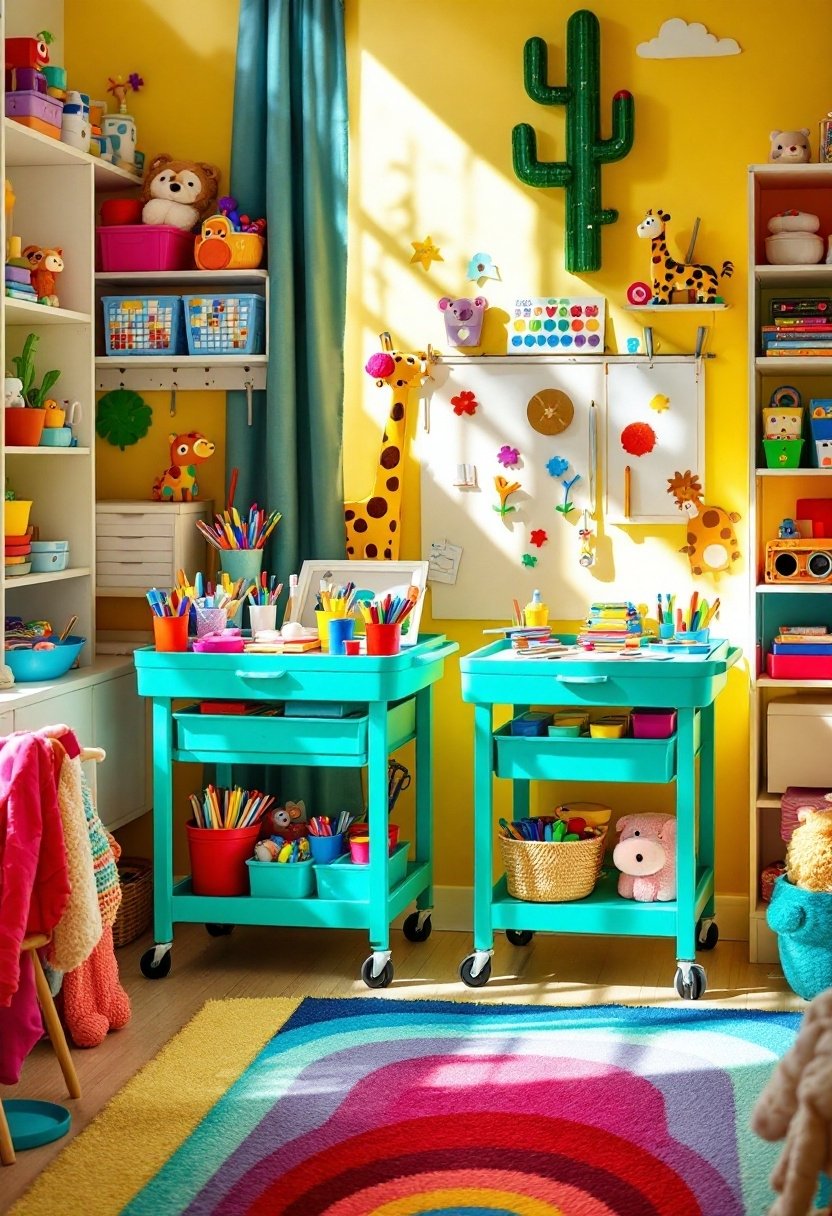 20 Fun &Amp; Functional Ikea Kids Room Ideas 7 Colorful mobile art storage