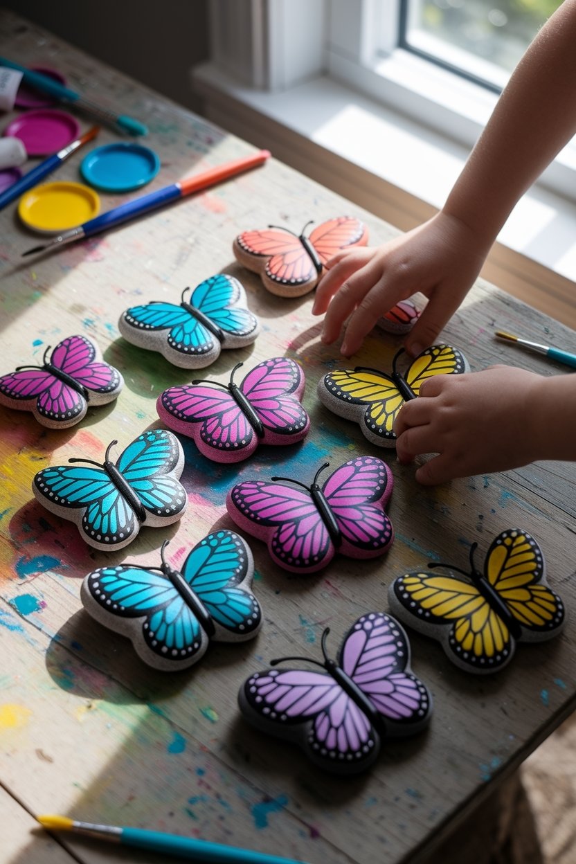 10 Butterfly Crafts For Kids That Spark Creativity 9 Colorful painted rock butterflies