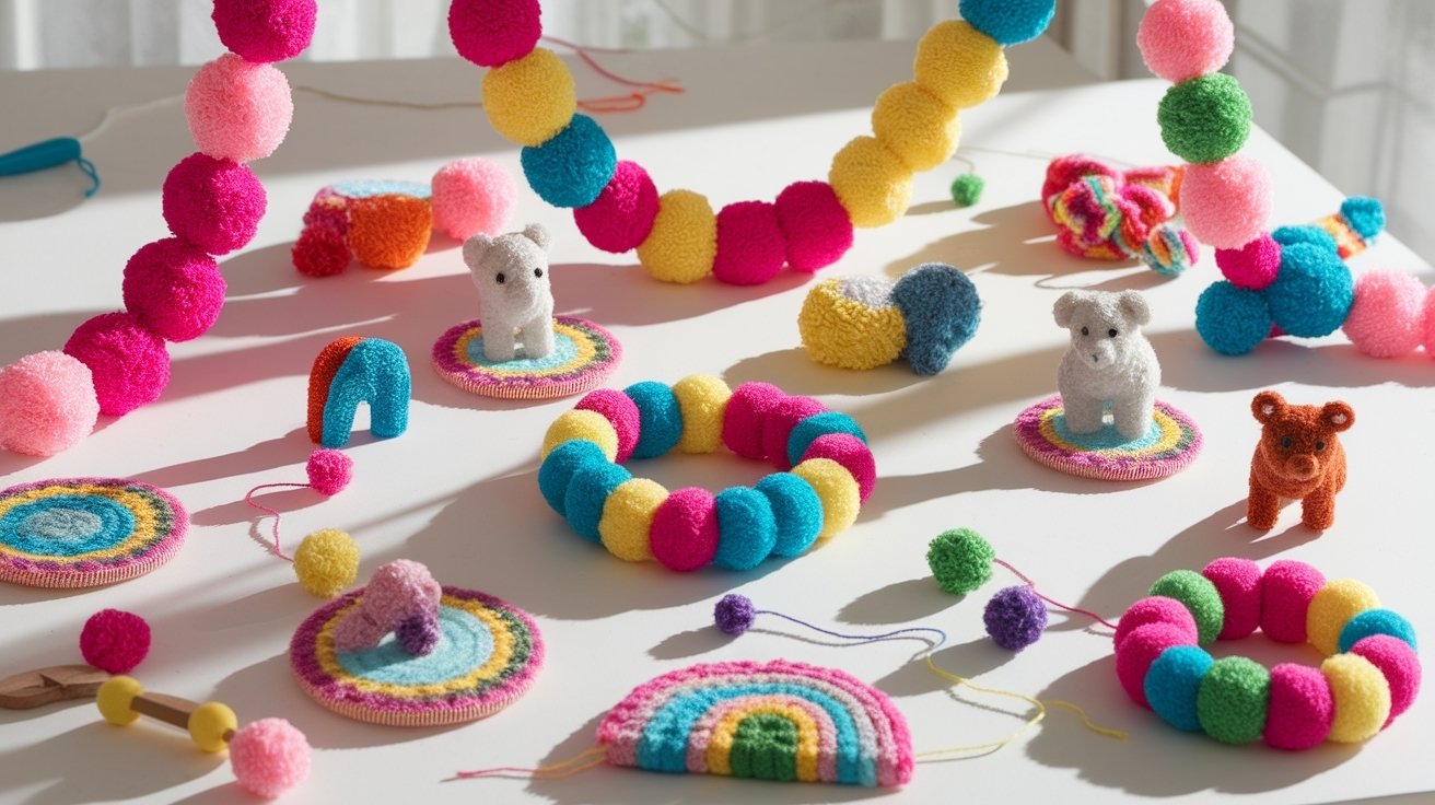 12 Fun Pom Pom Crafts To Brighten Up Your Day 1 Colorful pom pom projects
