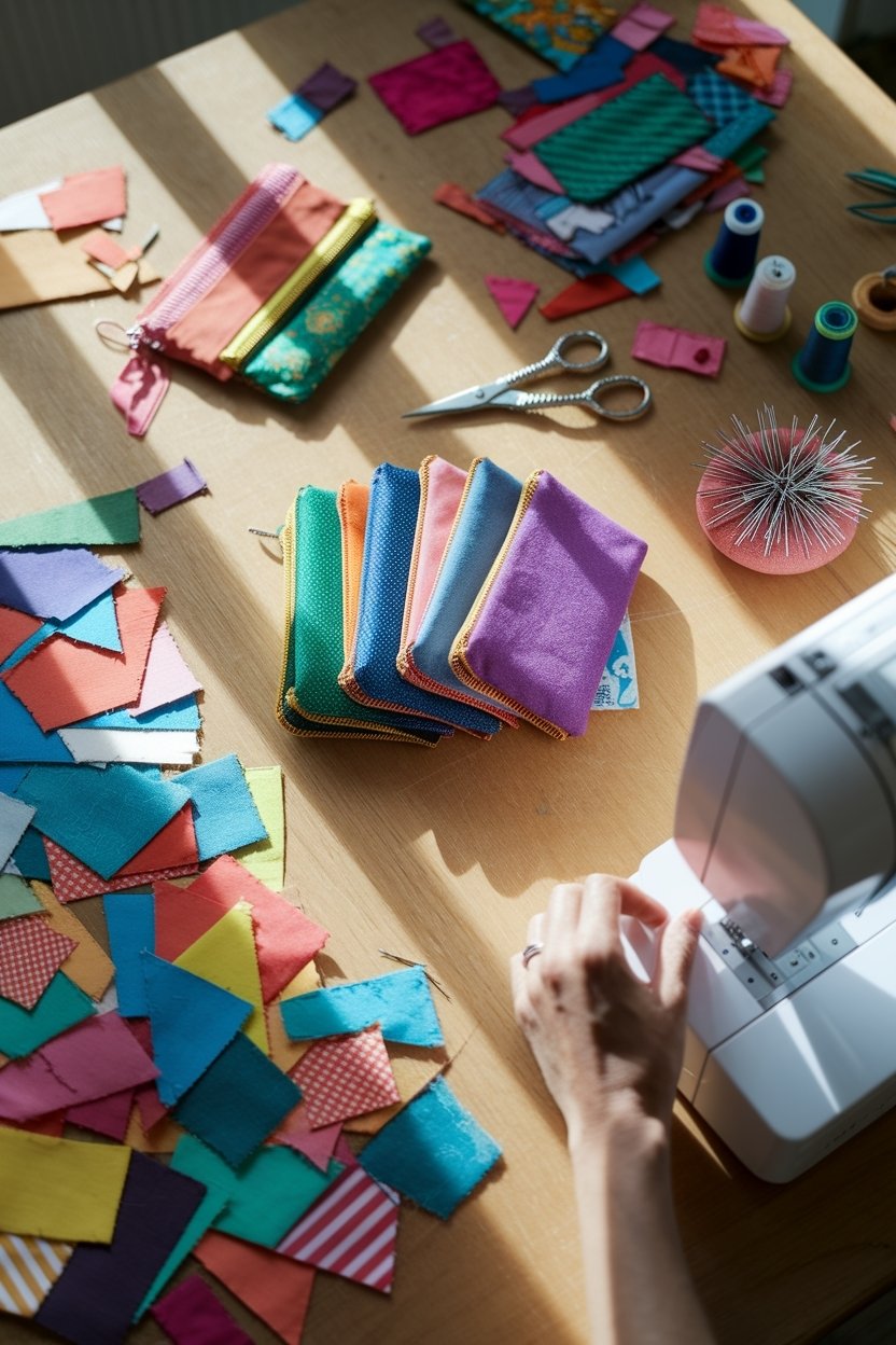 20 Scrap Fabric Projects You Can Sew In An Afternoon 6 Colorful practical zipper pouches