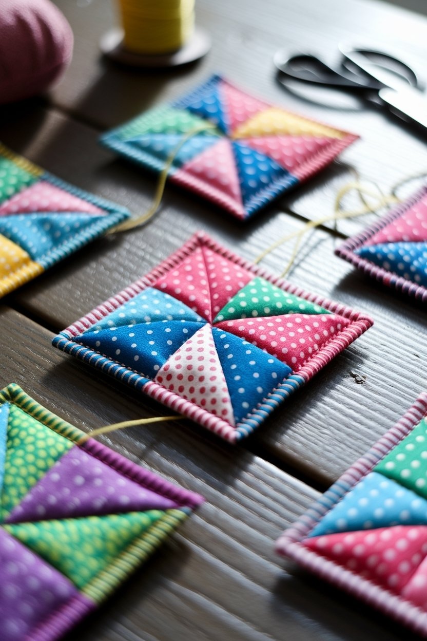 20 Scrap Fabric Projects You Can Sew In An Afternoon 2 Colorful scrap fabric coasters