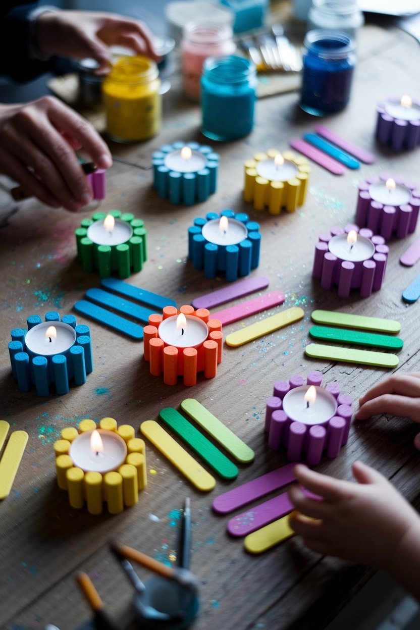 15 Creative Popsicle Stick Crafts For Kids And Adults 12 Cozy diy candle holders