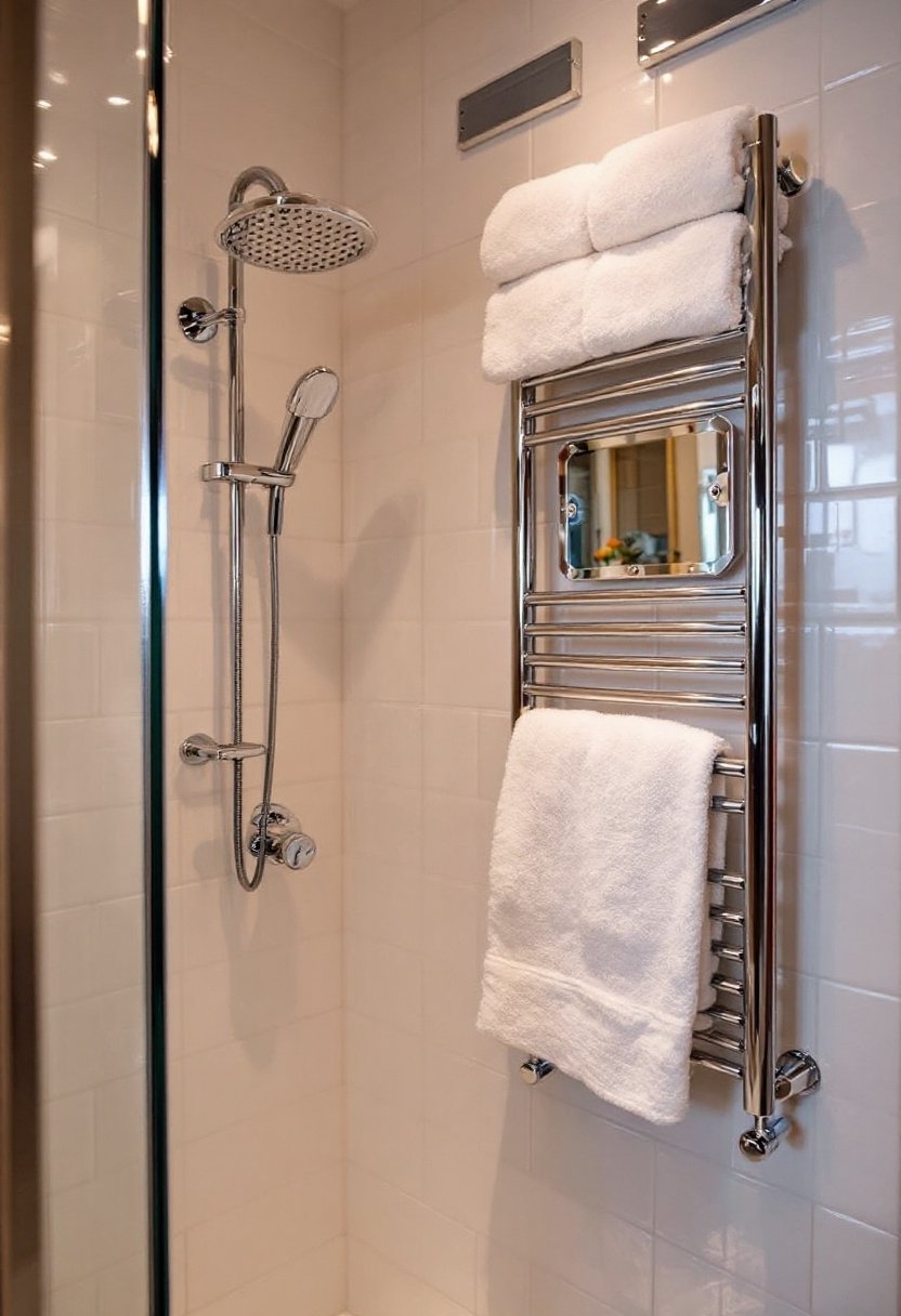 20 Tiny Bathroom Ideas That Wow 16 Cozy space saving towel racks