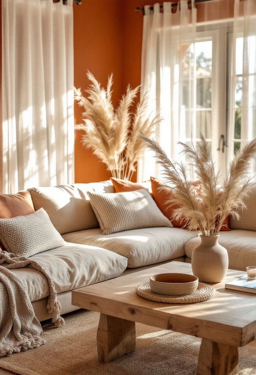 15 Must-Try Living Room Color Scheme Ideas 6 Cozy terracotta and beige