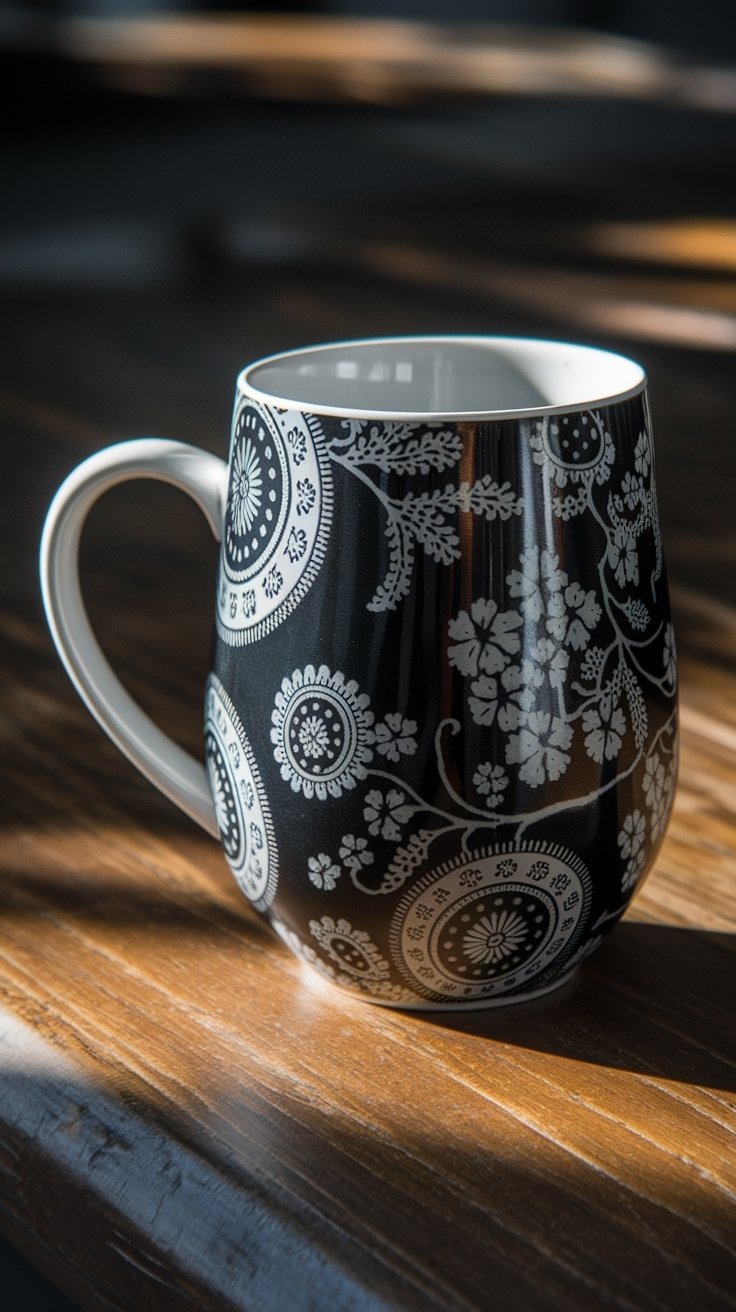 20 Beautiful Mug Painting Ideas 17 Create unique monochrome designs