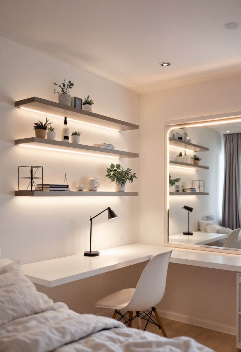 20 Small Bedroom Ideas To Maximize Space 19 Creative lighting enhances space