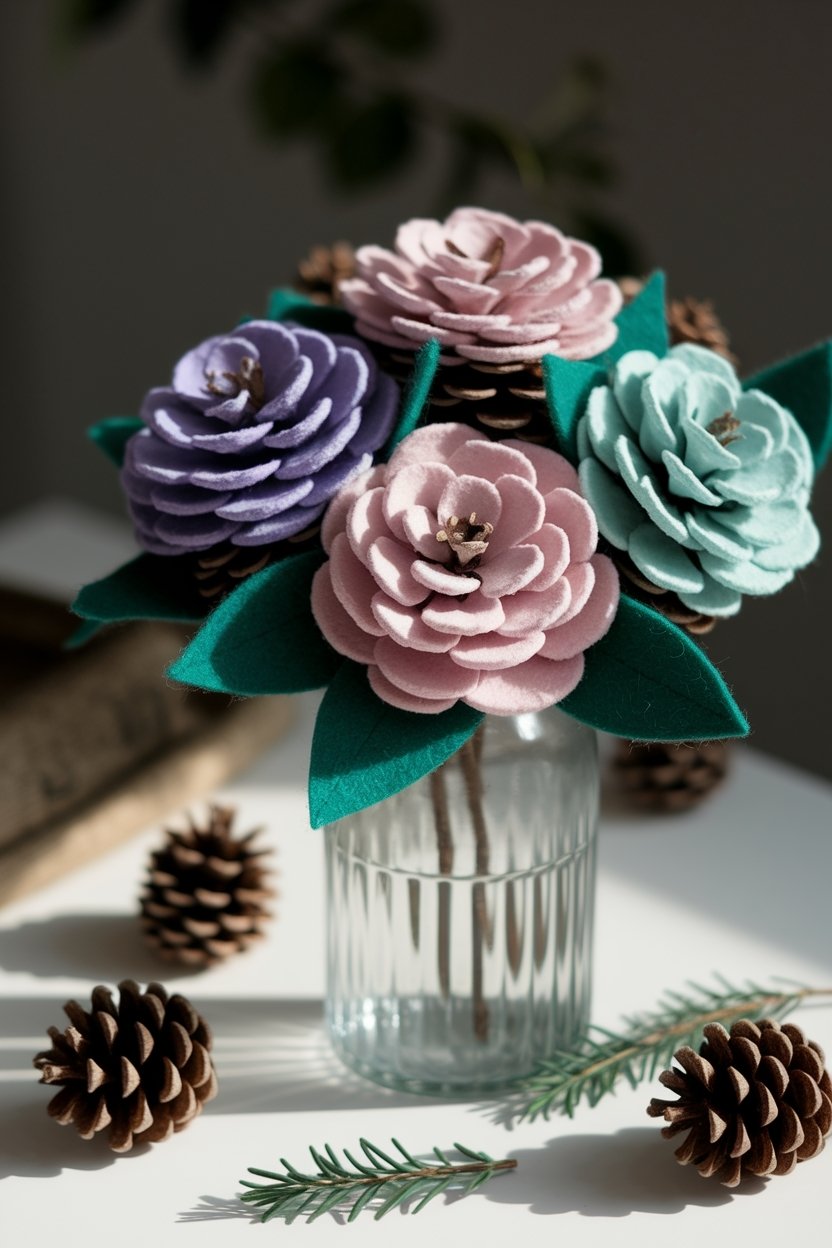 15 Beautiful Pine Cone Crafts For Every Season 9 Creative nature inspired bouquets