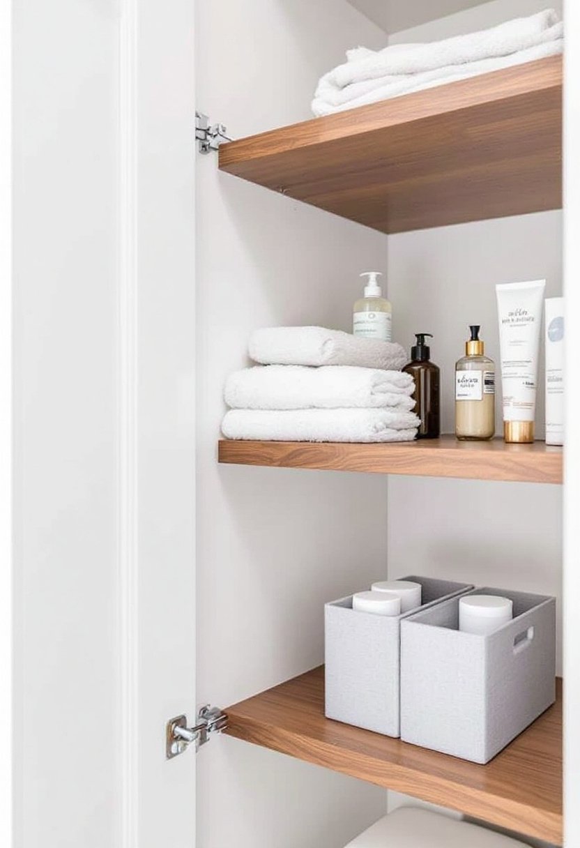17 Easy Bathroom Closet Organization Tips 4 Customizable storage for efficiency