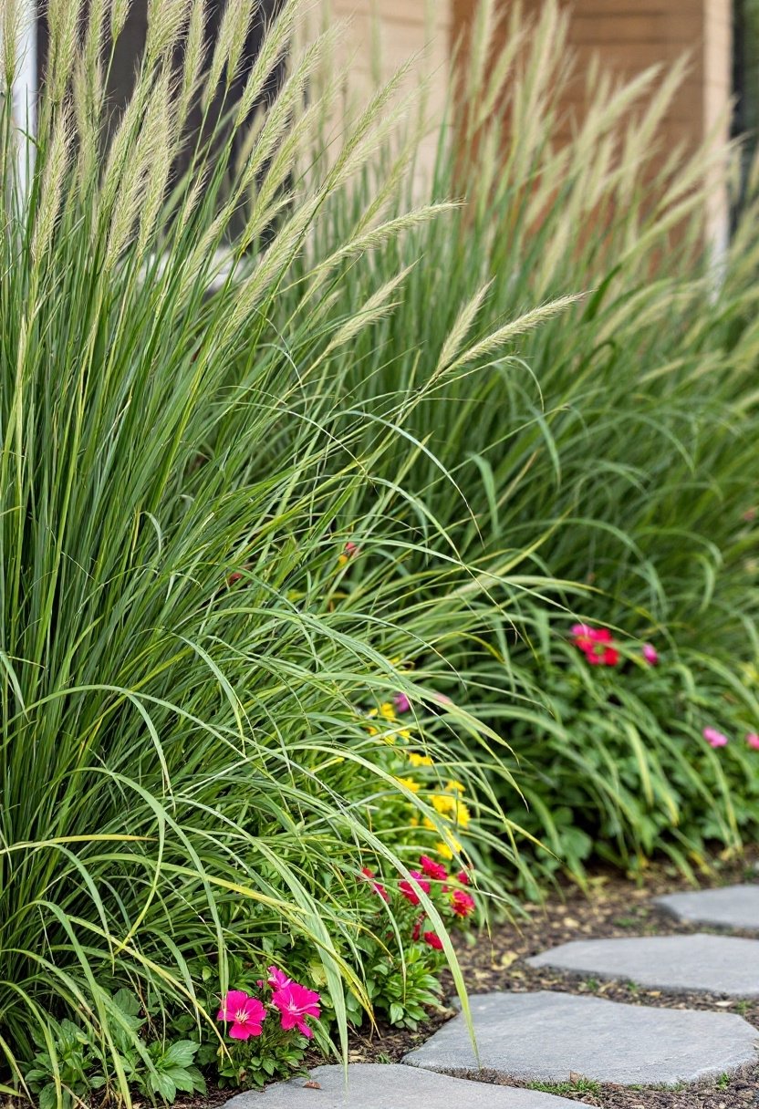 15 Front Porch Landscaping Ideas For Curb Appeal 11 Dynamic texture with grasses