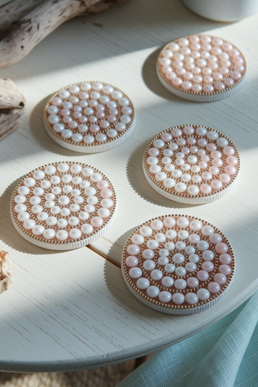 15 Stunning Seashell Crafts For Coastal Home Decor 8 Eco friendly coastal coasters