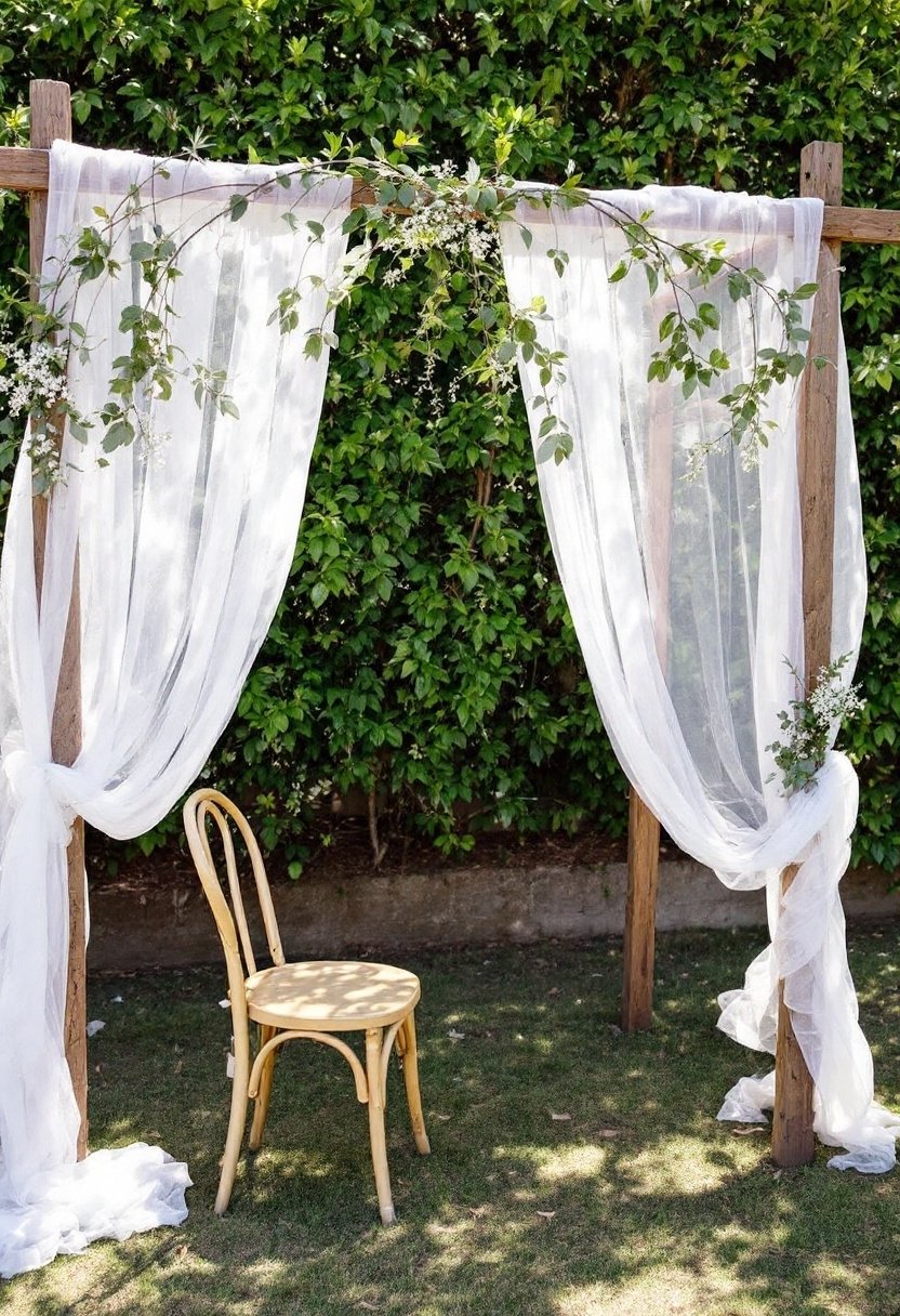 25 Backyard Wedding Ideas On A Budget 12 Elegant fabric backdrop ideas