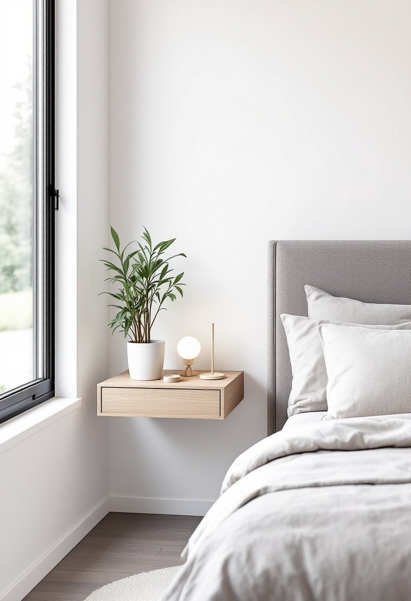 20 Small Bedroom Ideas To Maximize Space 6 Floating nightstands save space
