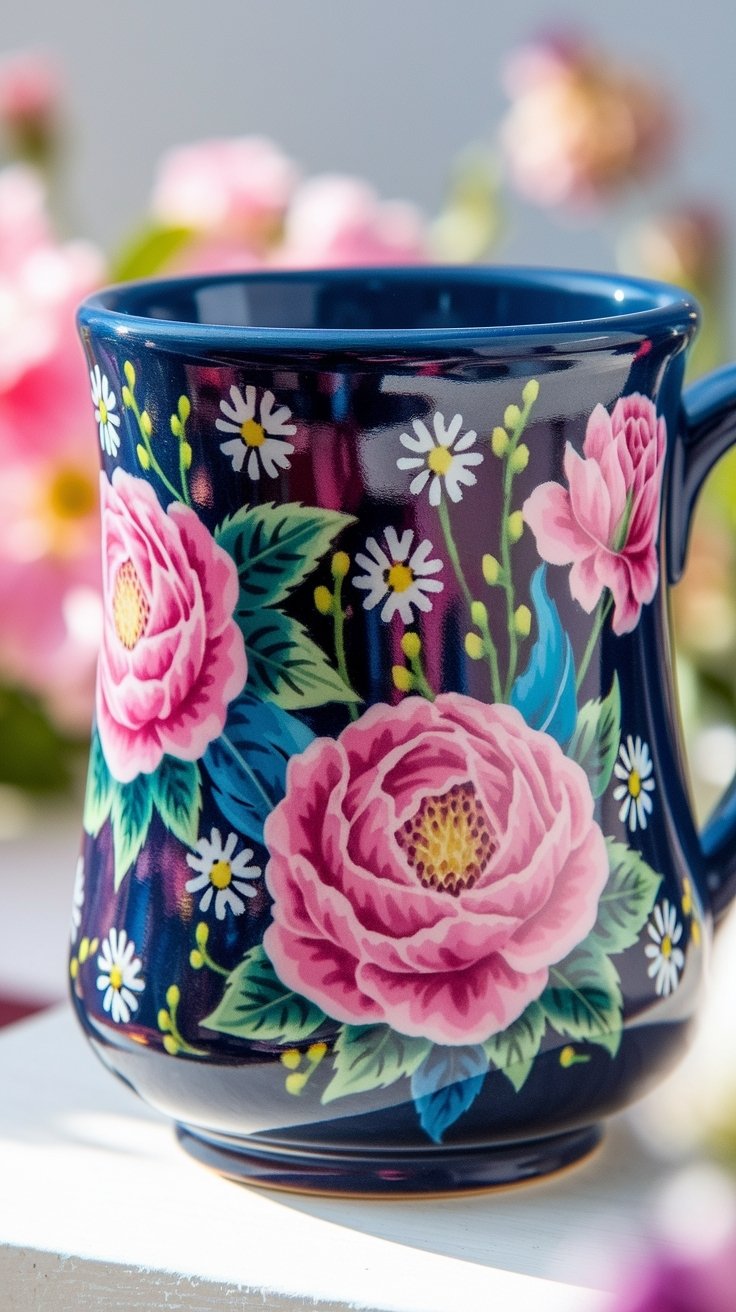20 Beautiful Mug Painting Ideas 2 Floral mug painting ideas
