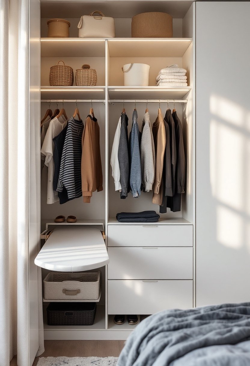 15 Ikea Pax Hacks For A Dream Closet 15 Fold out ironing board integration