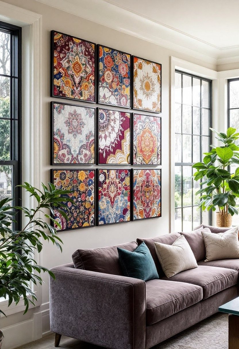 20 Stunning Living Room Wall Decor Ideas 13 Framed textile art accents