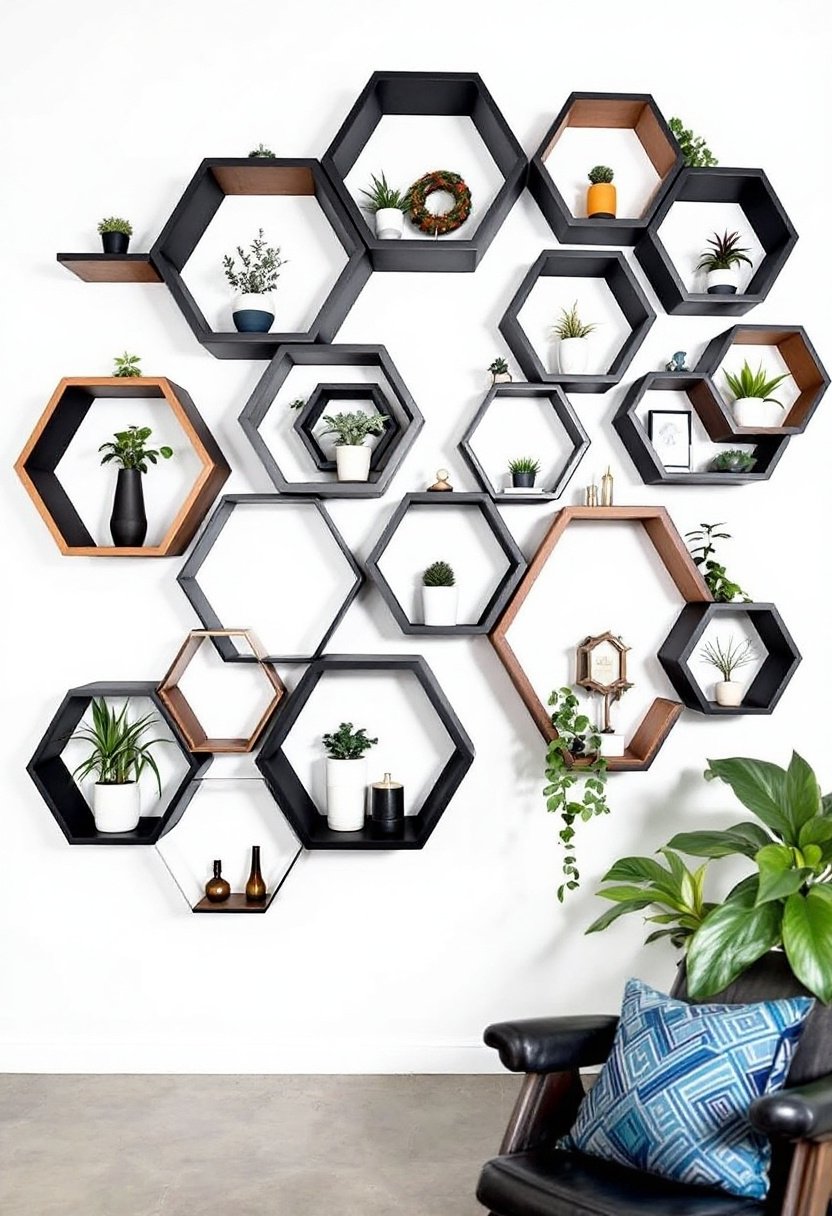 20 Modern Wall Shelf Ideas For Any Room 3 Geometric shelves enhance decor