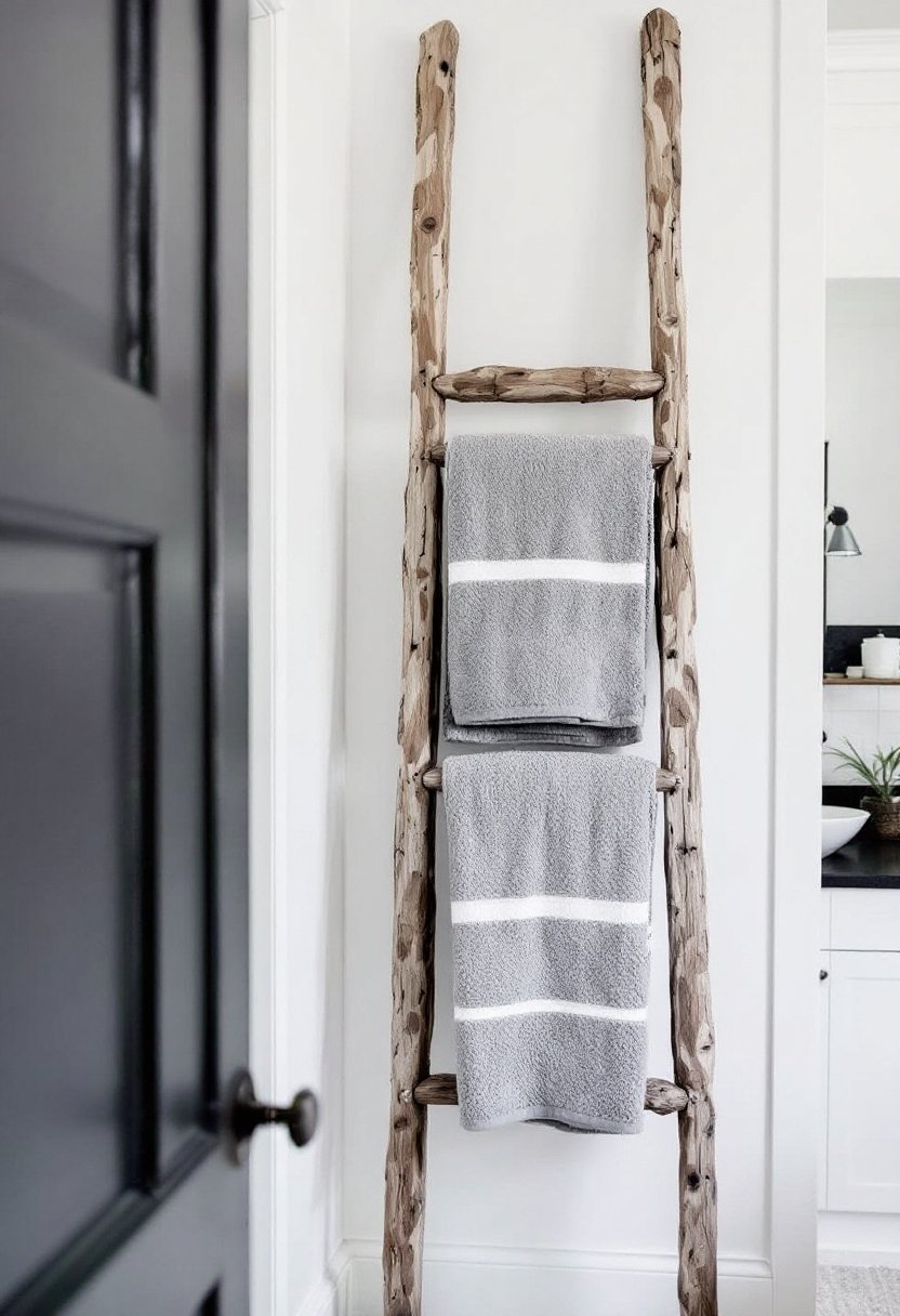 15 Clever Small Bathroom Storage Solutions 13 Ladder towel storage solution