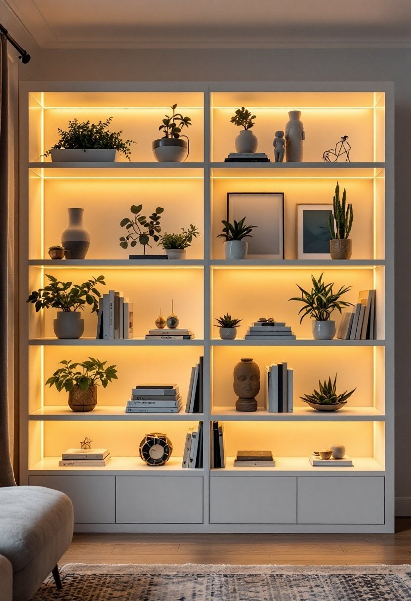 15 Ikea Billy Bookcase Hacks You'Ll Love 4 Led lighting enhances display
