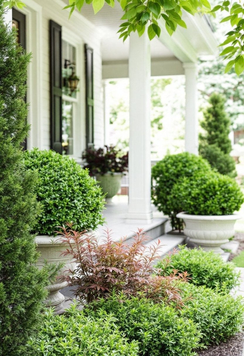 15 Front Porch Landscaping Ideas For Curb Appeal 6 Low maintenance inviting landscaping shrubs