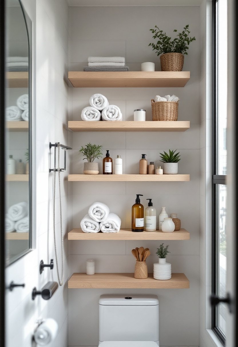 15 Clever Small Bathroom Storage Solutions 2 Maximize space with shelves