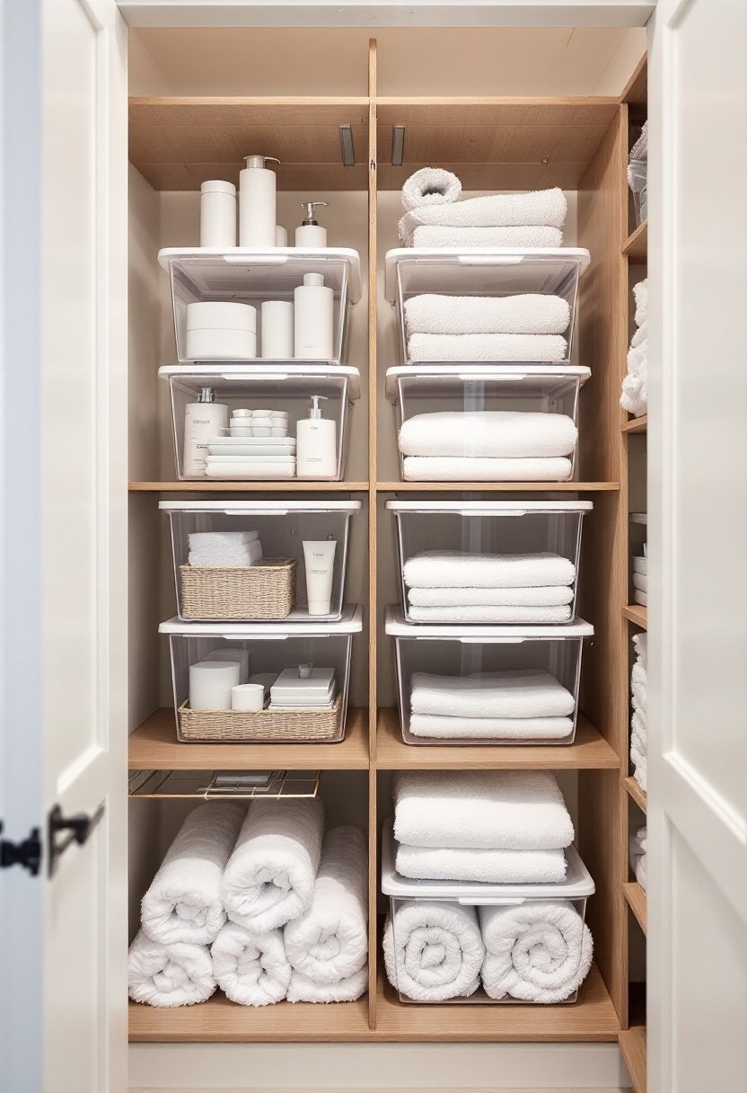 17 Easy Bathroom Closet Organization Tips 7 Maximize vertical storage efficiently