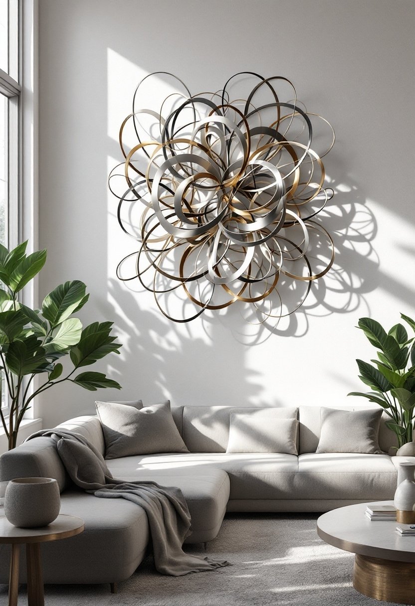 20 Stunning Living Room Wall Decor Ideas 11 Metal sculptures for decor