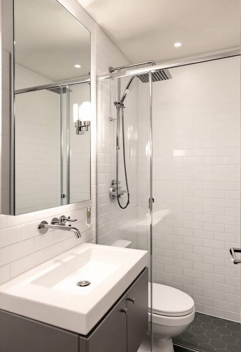 20 Tiny Bathroom Ideas That Wow 21 Minimalist hardware enhances spaciousness
