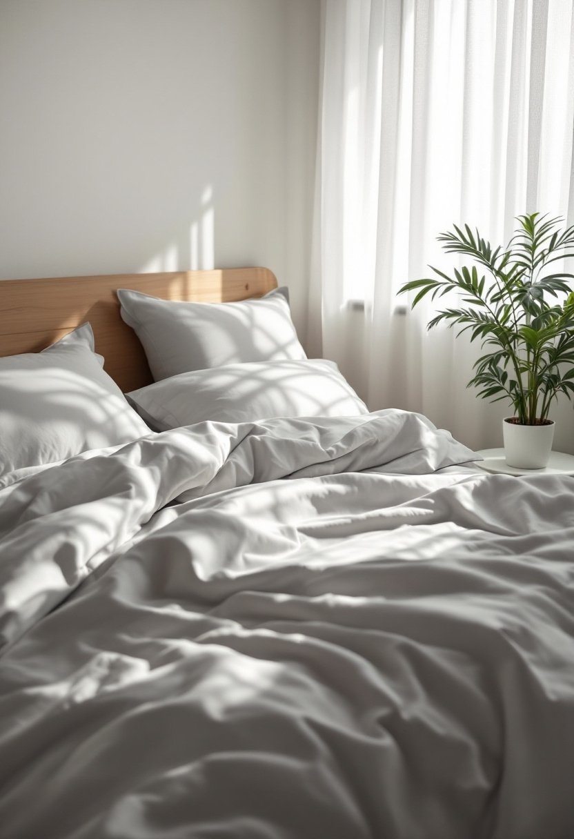 15 Budget-Friendly Small Bedroom Makeover Ideas 9 Minimalist sustainable bedding set