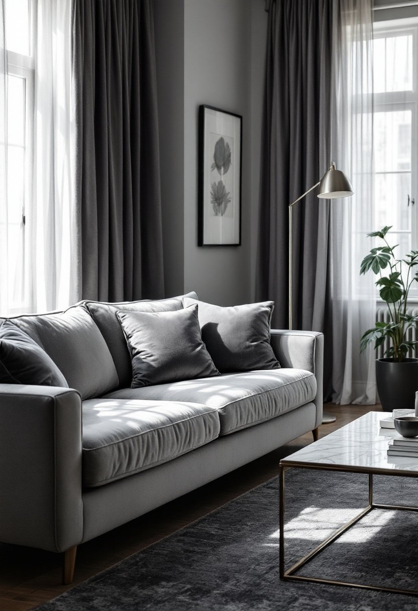 15 Must-Try Living Room Color Scheme Ideas 7 Monochromatic gray living room