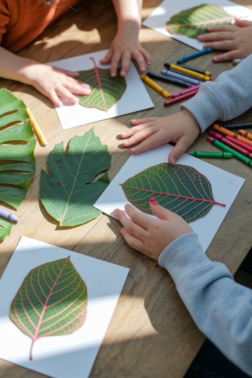15 Easy Kids Art Projects That Keep Them Busy For Hours 6 Nature leaf rubbing art