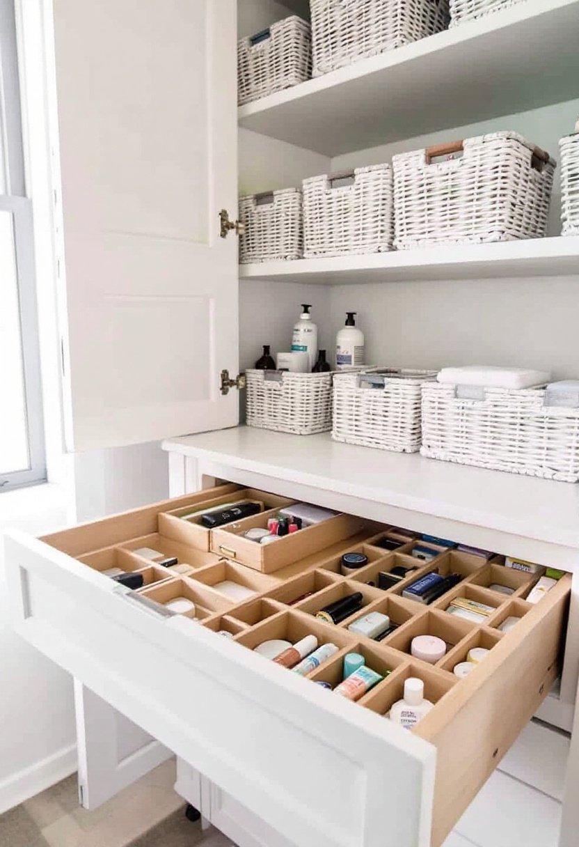 17 Easy Bathroom Closet Organization Tips 8 Organize small bathroom items