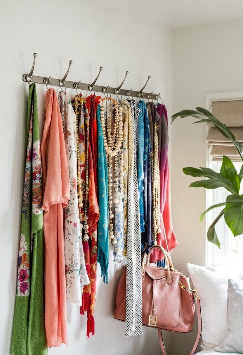 21 Bedroom Organization Ideas That Work 6 Organized accessory display hooks