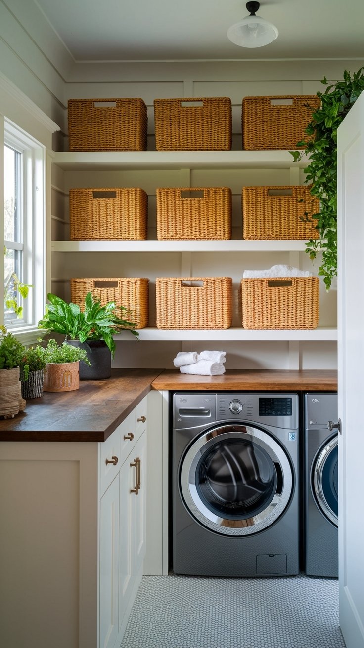 21 Inspiring Small Laundry Room Ideas 4 Organized laundry with baskets
