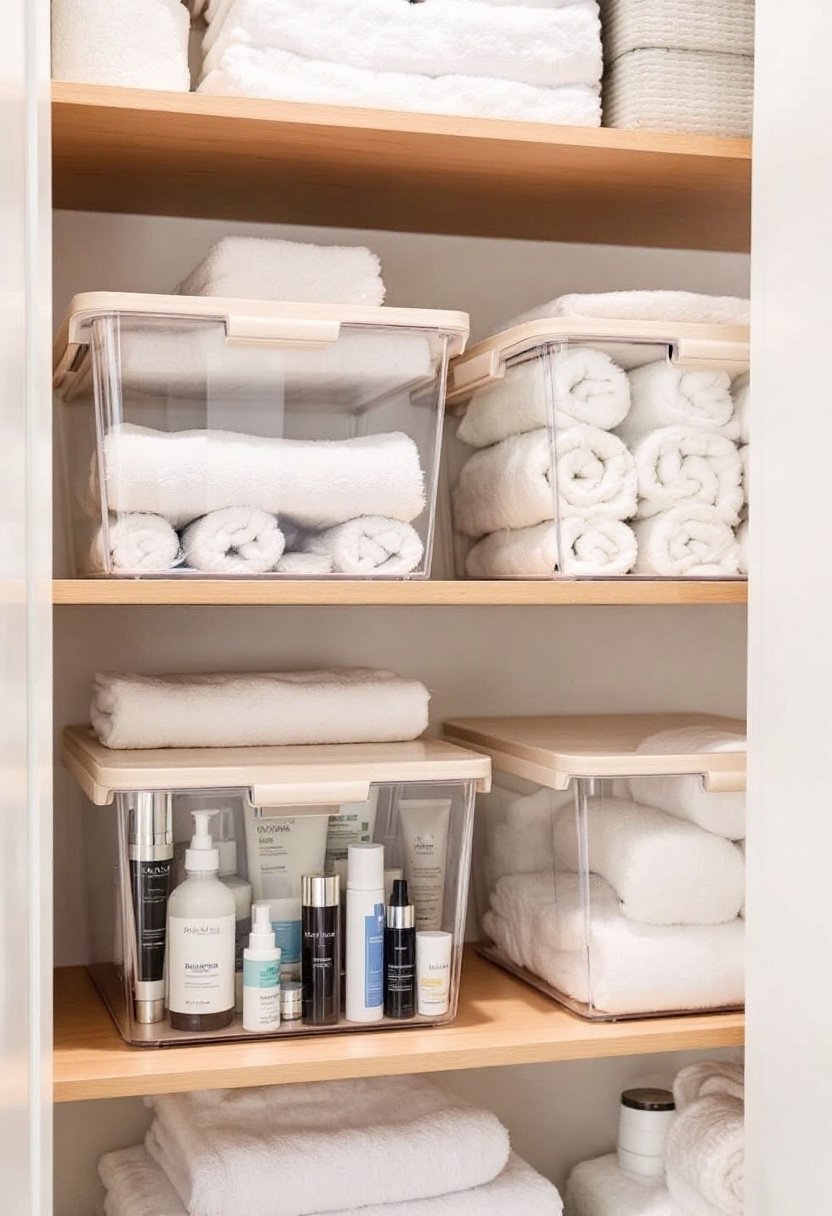 17 Easy Bathroom Closet Organization Tips 3 Organized storage for visibility