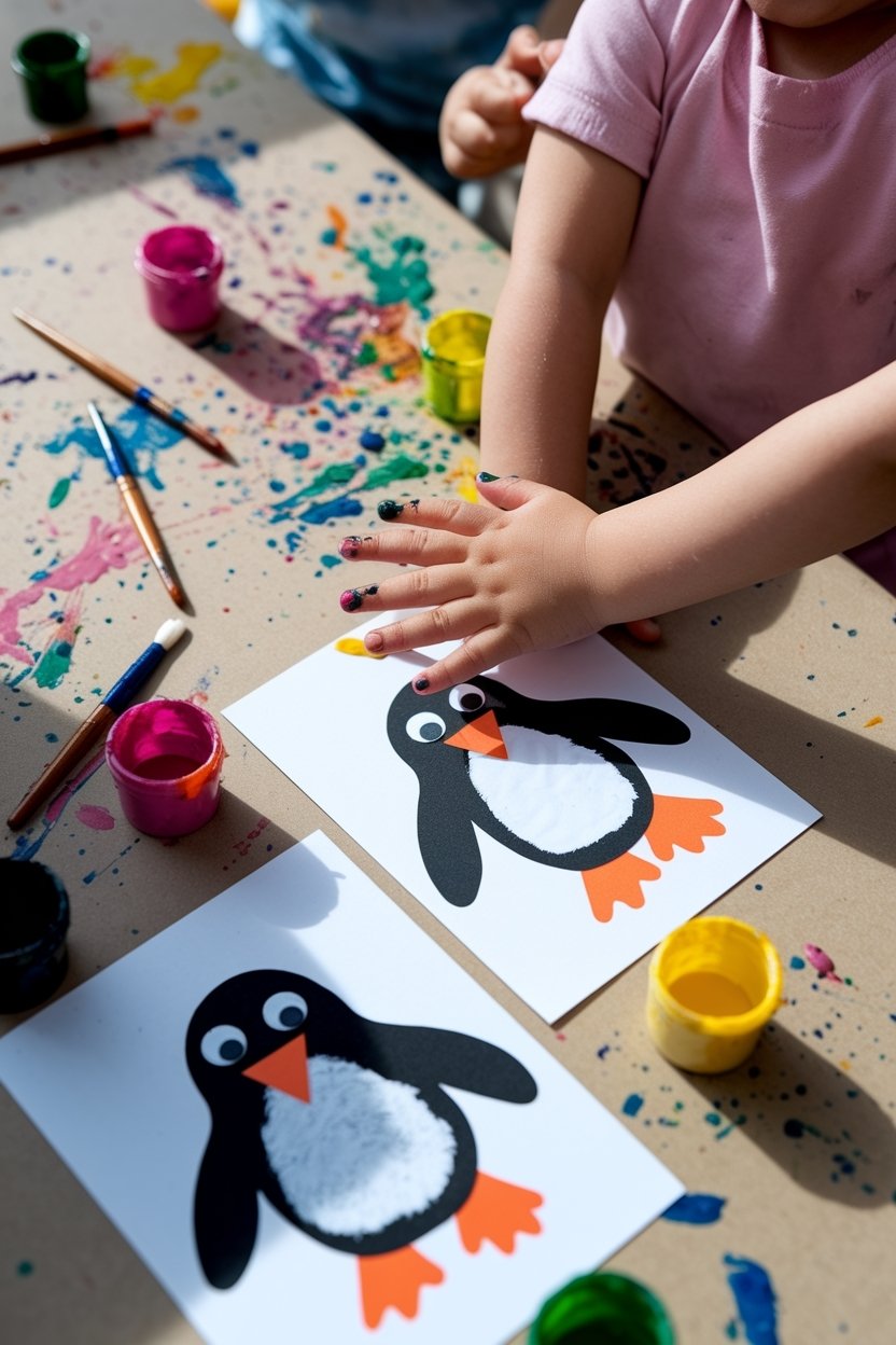 10 Adorable Penguin Crafts Kids Will Love To Make 5 Penguin handprint art project